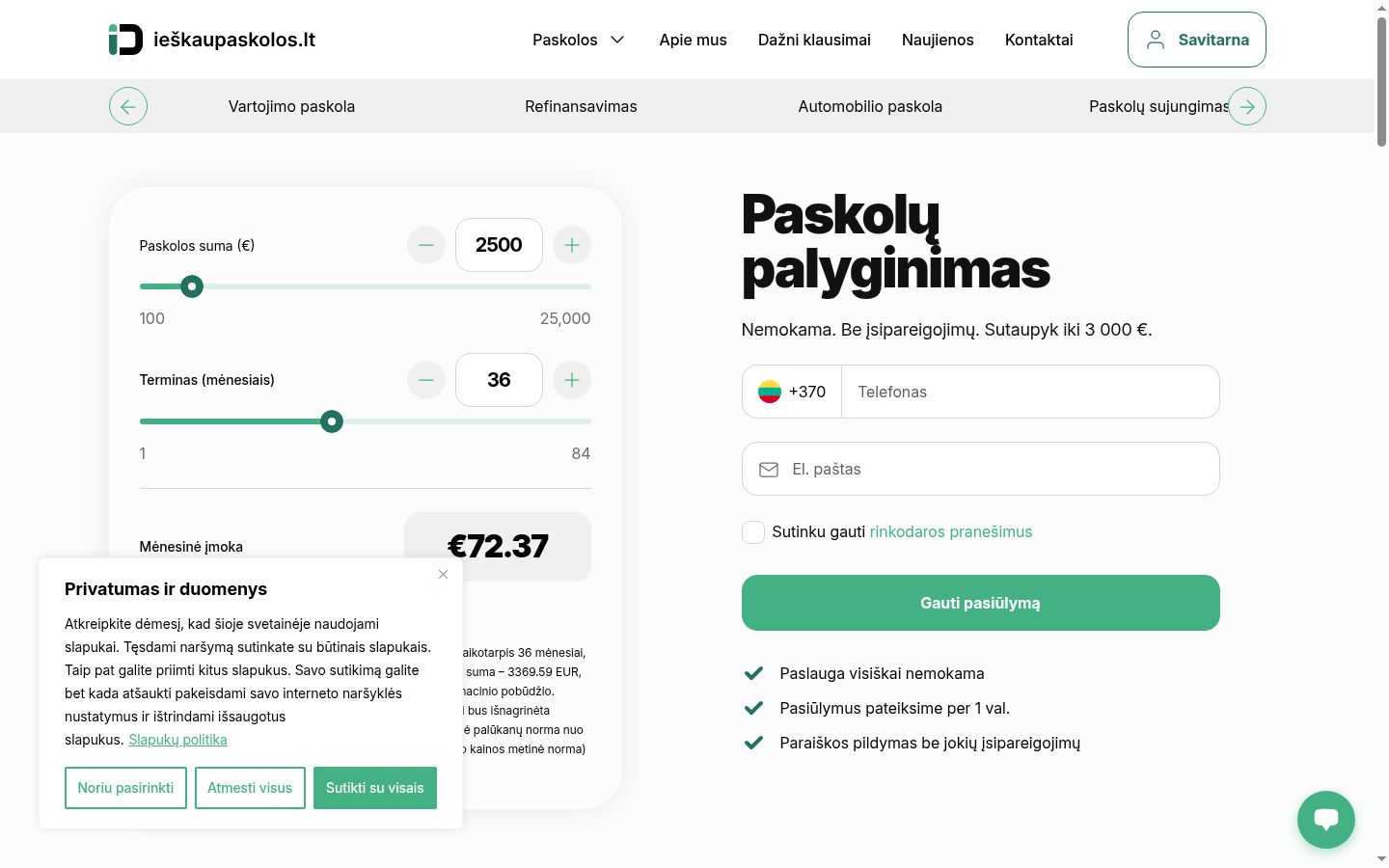 Posnetek zaslona pasice za privolitev, prikazane pred kakršno koli interakcijo