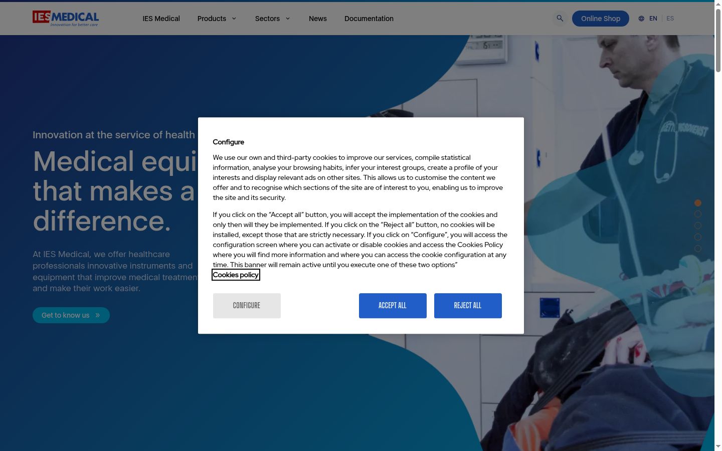 Screenshot del banner di consenso mostrato prima di qualsiasi interazione