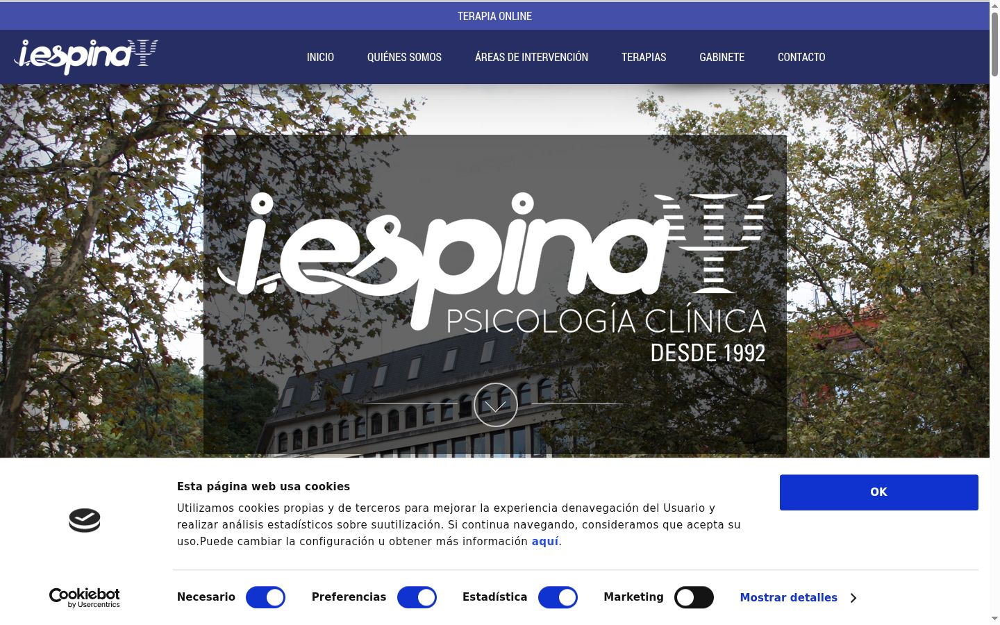 Screenshot del banner di consenso mostrato prima di qualsiasi interazione