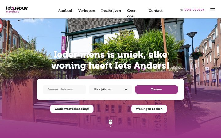 Screenshot of ietsandersmakelaars.nl