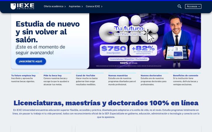 Screenshot of iexe.edu.mx
