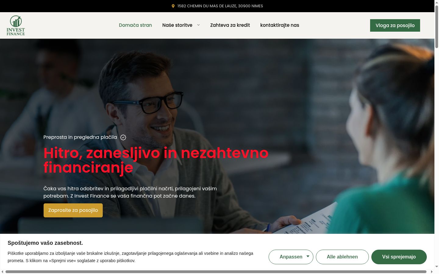 Snímek obrazovky baneru souhlasu zobrazeného před jakoukoli interakcí