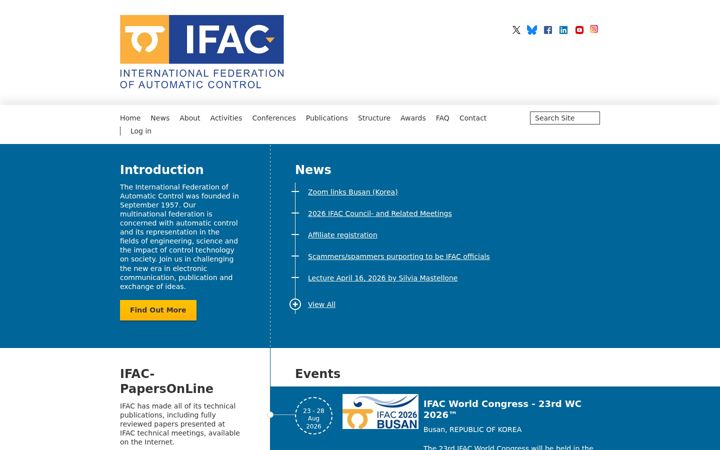 Screenshot of ifac-control.org