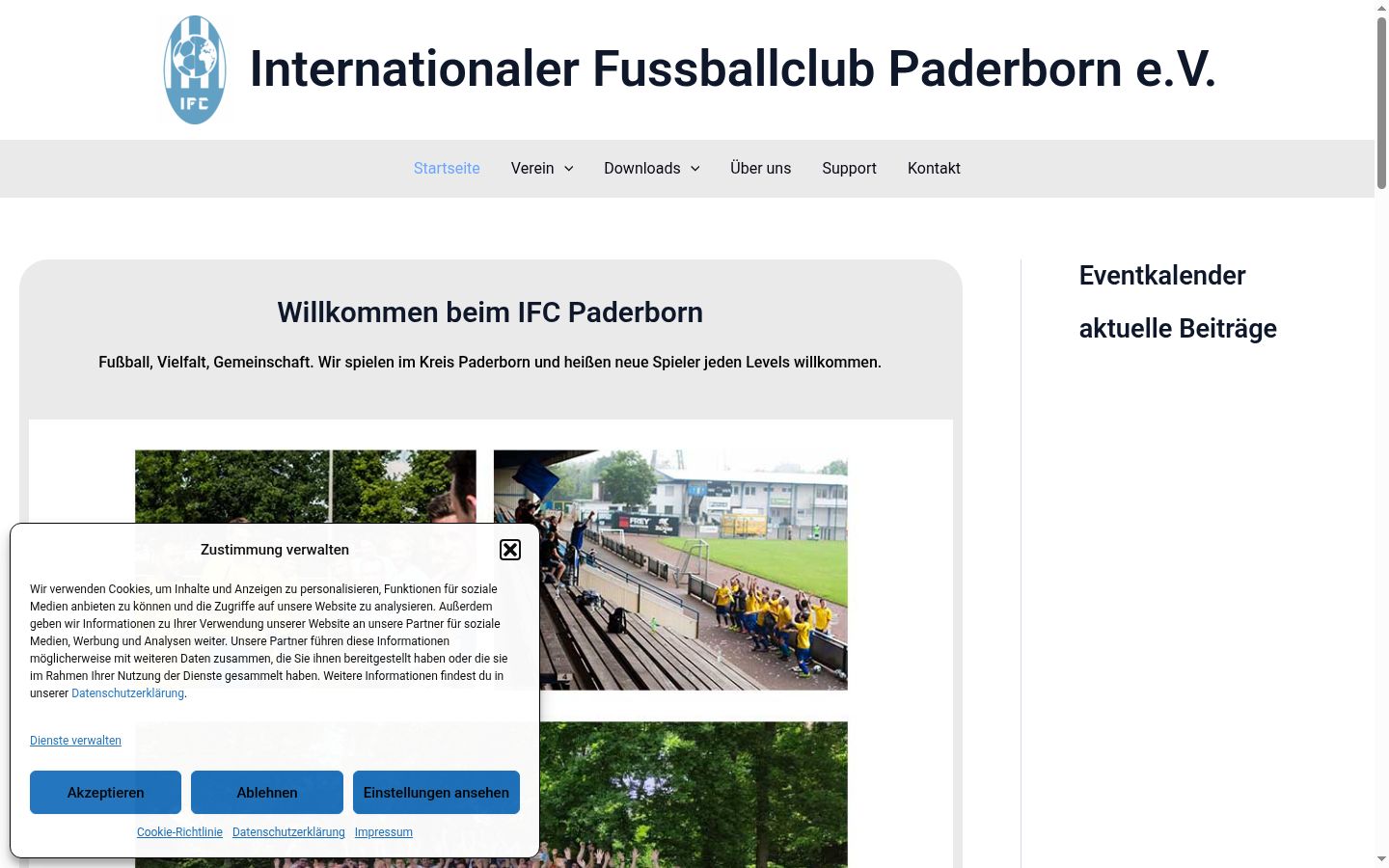 Screenshot des Einwilligungsbanners vor jeglicher Interaktion