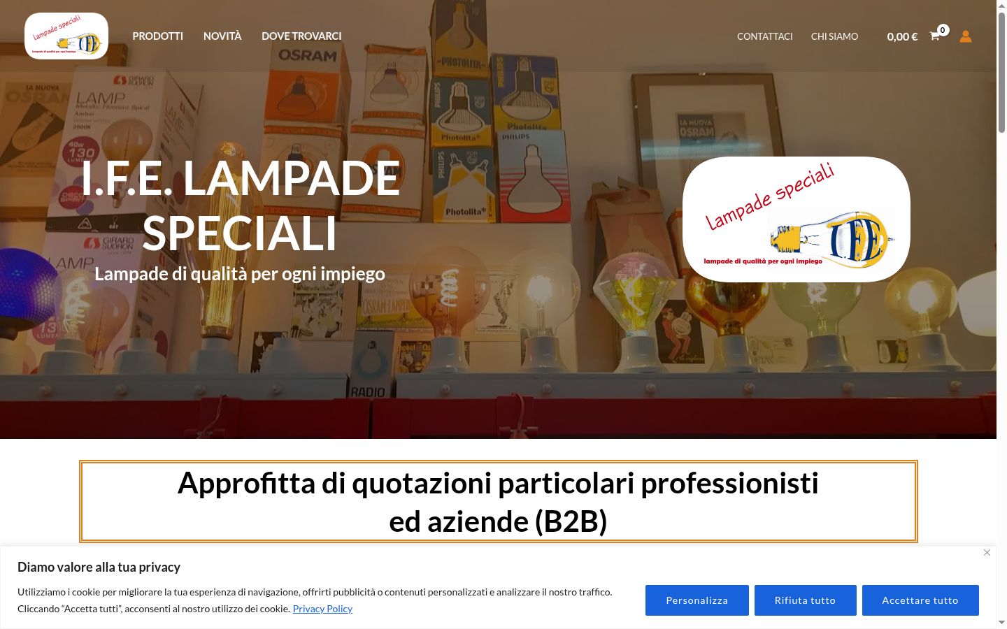 Screenshot del banner di consenso mostrato prima di qualsiasi interazione