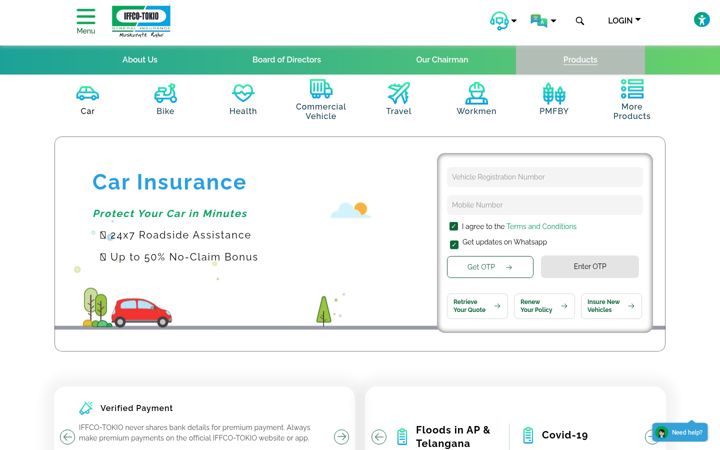 Screenshot of iffcotokio.co.in