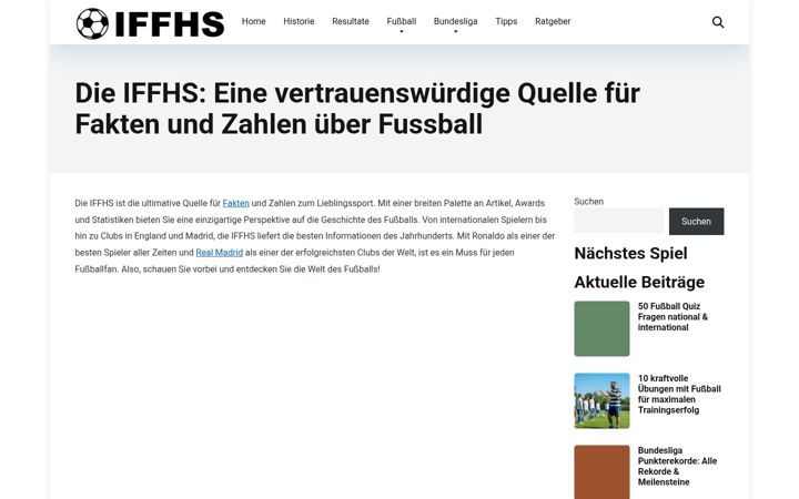 Screenshot of iffhs.de