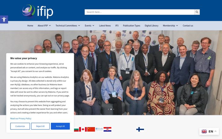 Skärmbild av ifip.org