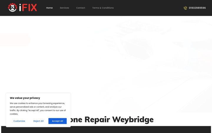 Screenshot of ifixphoneweybridge.co.uk