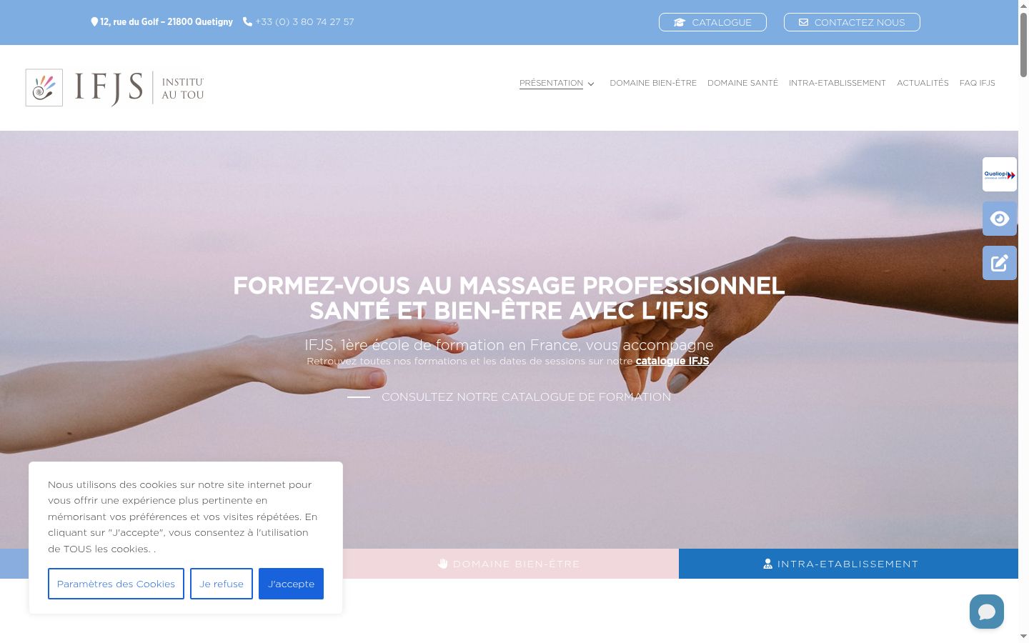 Capture d'écran de la bannière de consentement affichée avant toute interaction