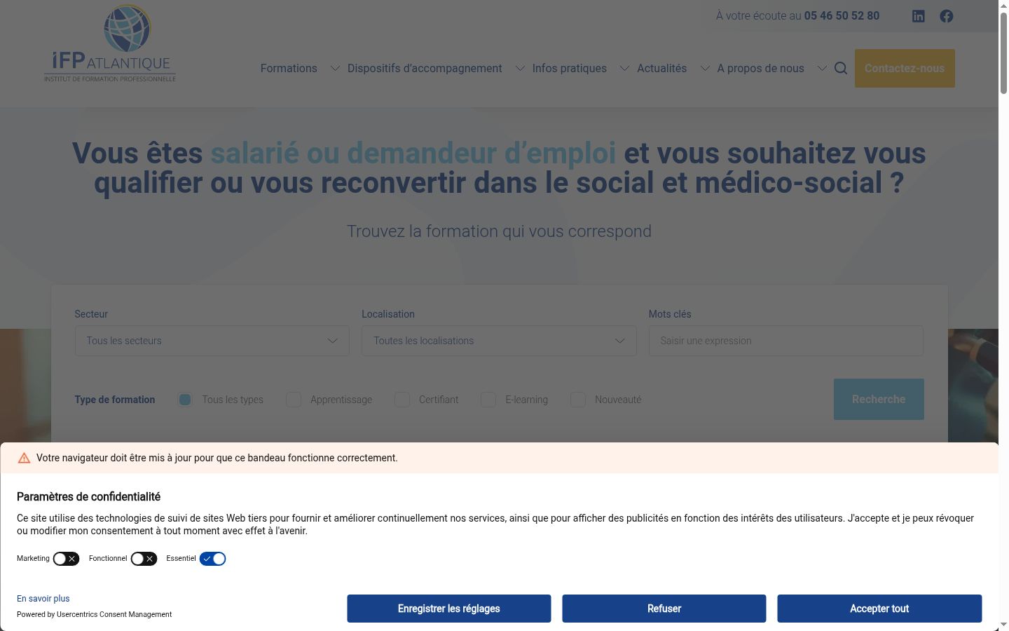 Screenshot of the consent banner shown before any interaction