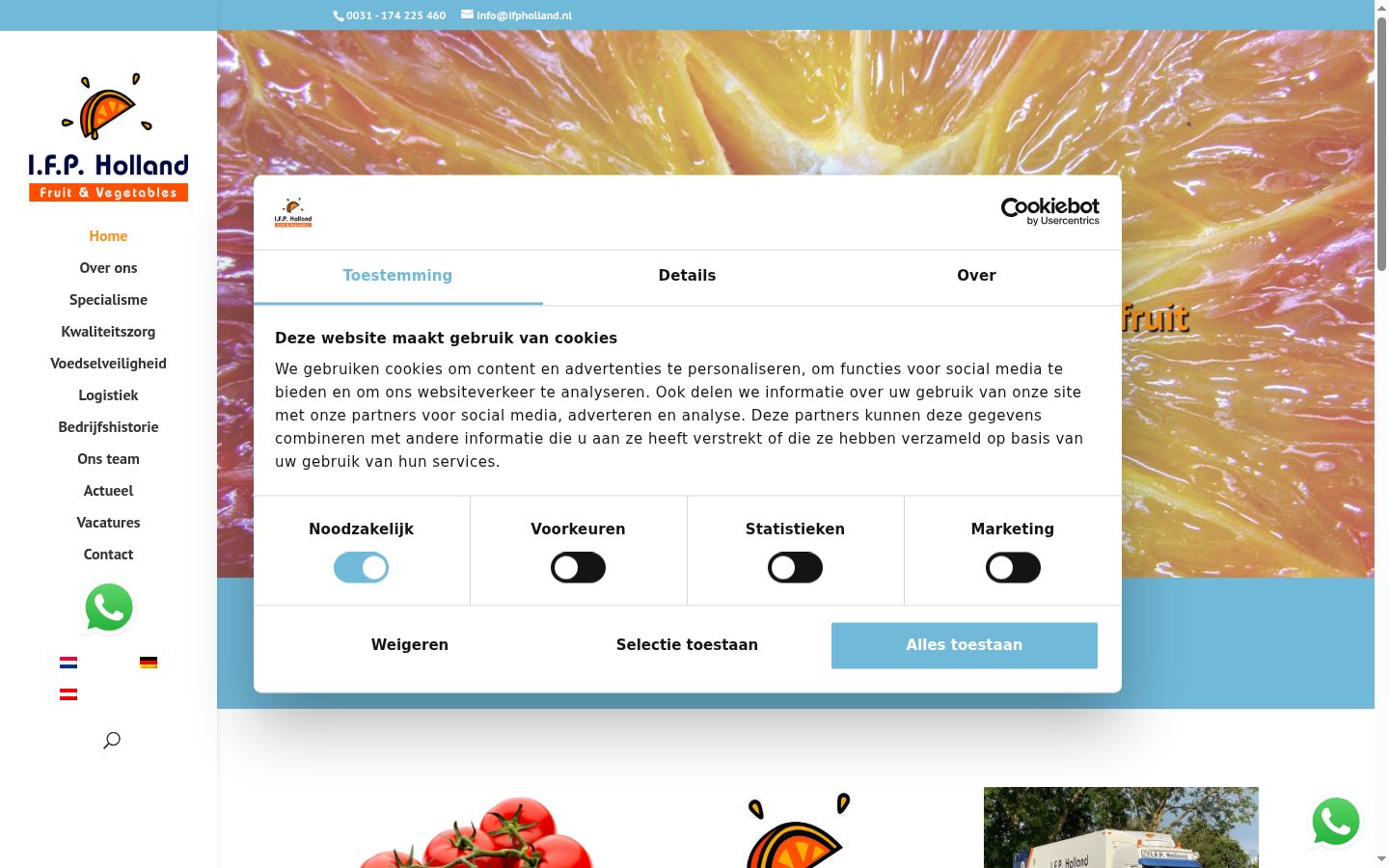 Screenshot del banner di consenso mostrato prima di qualsiasi interazione