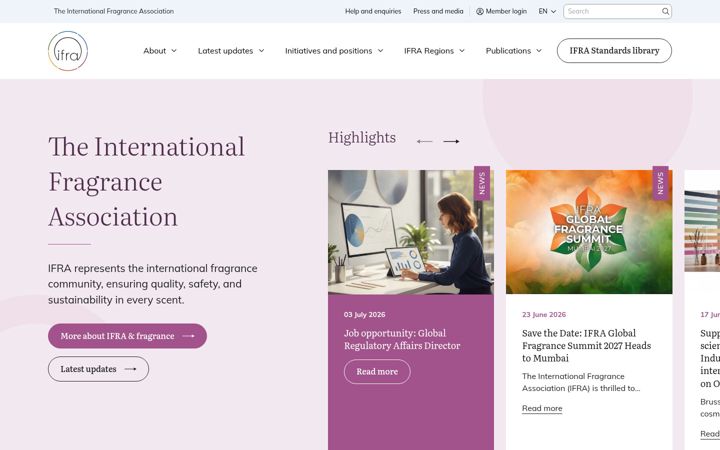 Screenshot of ifrafragrance.org