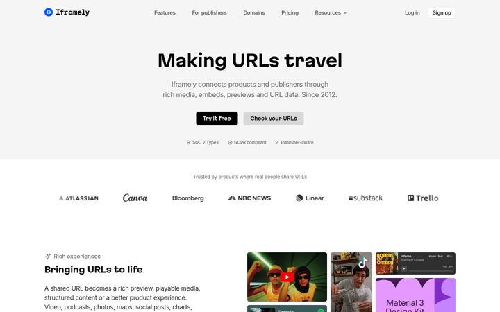 Screenshot of iframely.com