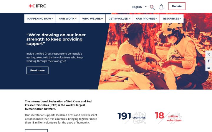 Screenshot van ifrc.org