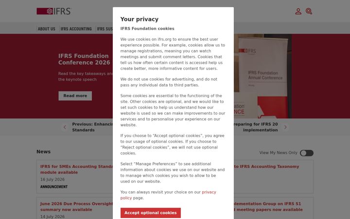 Capture d'écran de ifrs.org