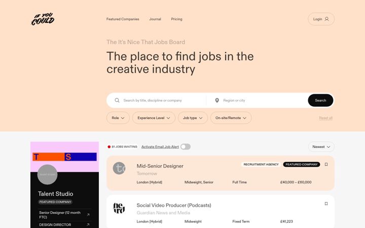 Screenshot of ifyoucouldjobs.com