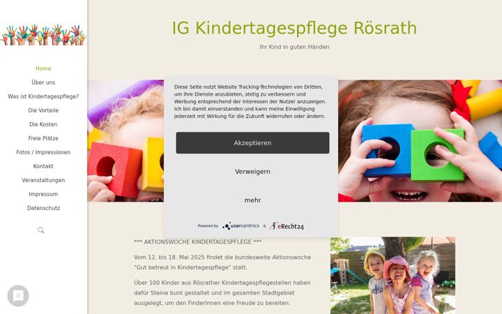 Screenshot of ig-kindertagespflege-roesrath.de