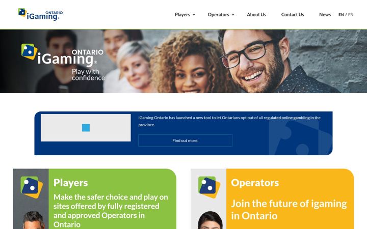 Screenshot of igamingontario.ca