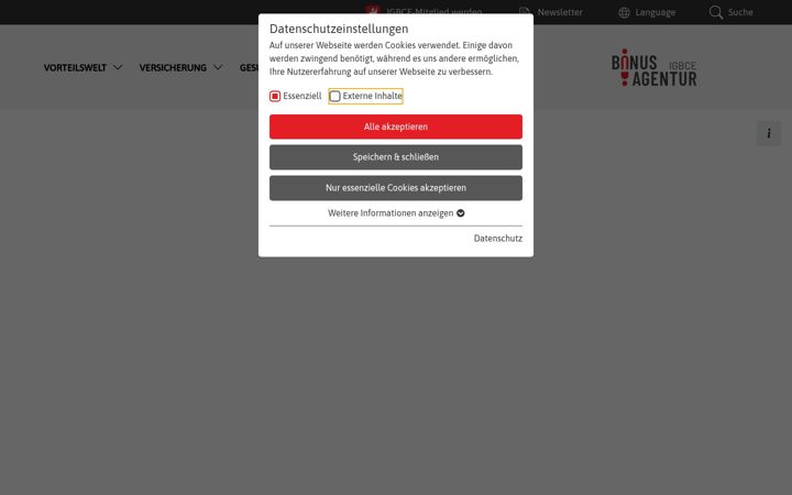 Screenshot of igbce-bonusagentur.de