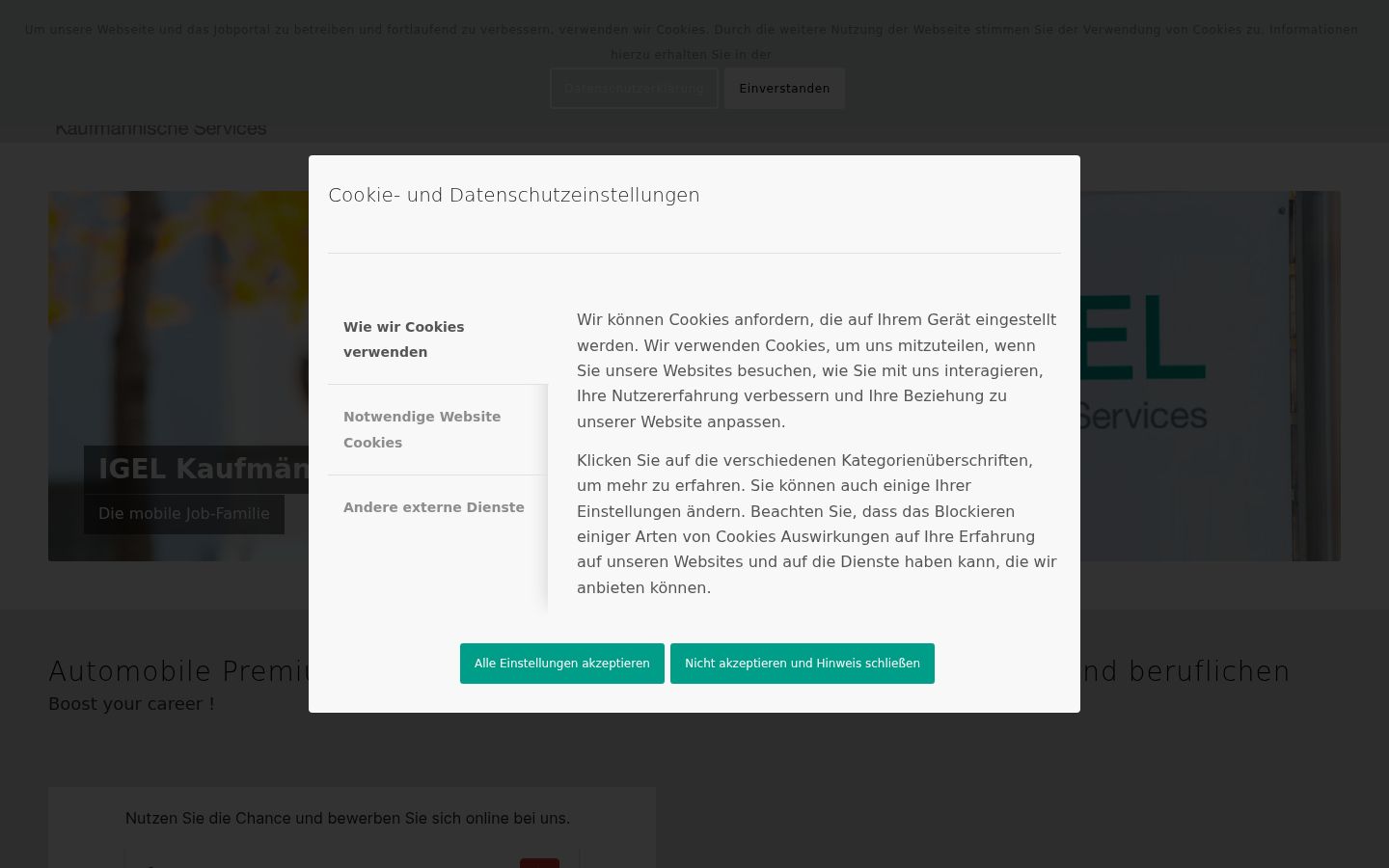 Screenshot del banner di consenso mostrato prima di qualsiasi interazione
