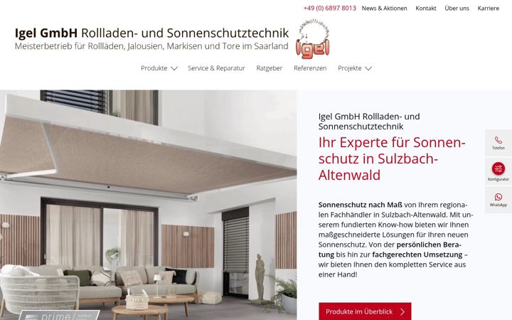 Screenshot of igel-sonnenschutz.de