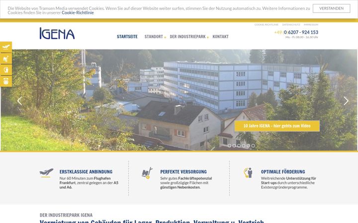 Screenshot of igena-industriepark.de