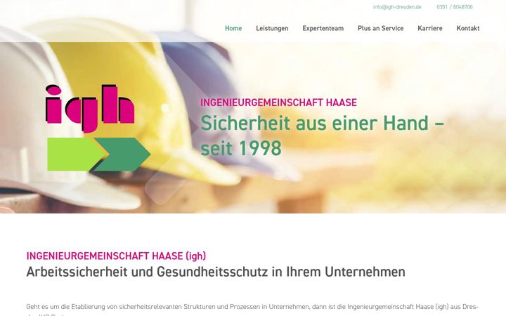Screenshot of igh-dresden-arbeitsschutz.de