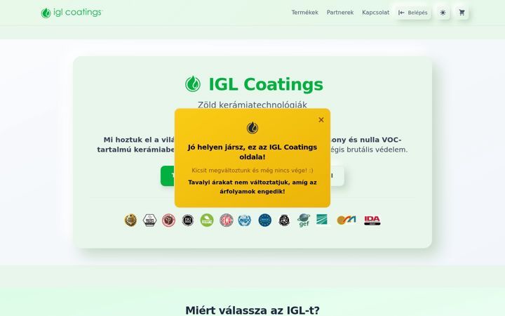 Screenshot of iglcoatings.hu