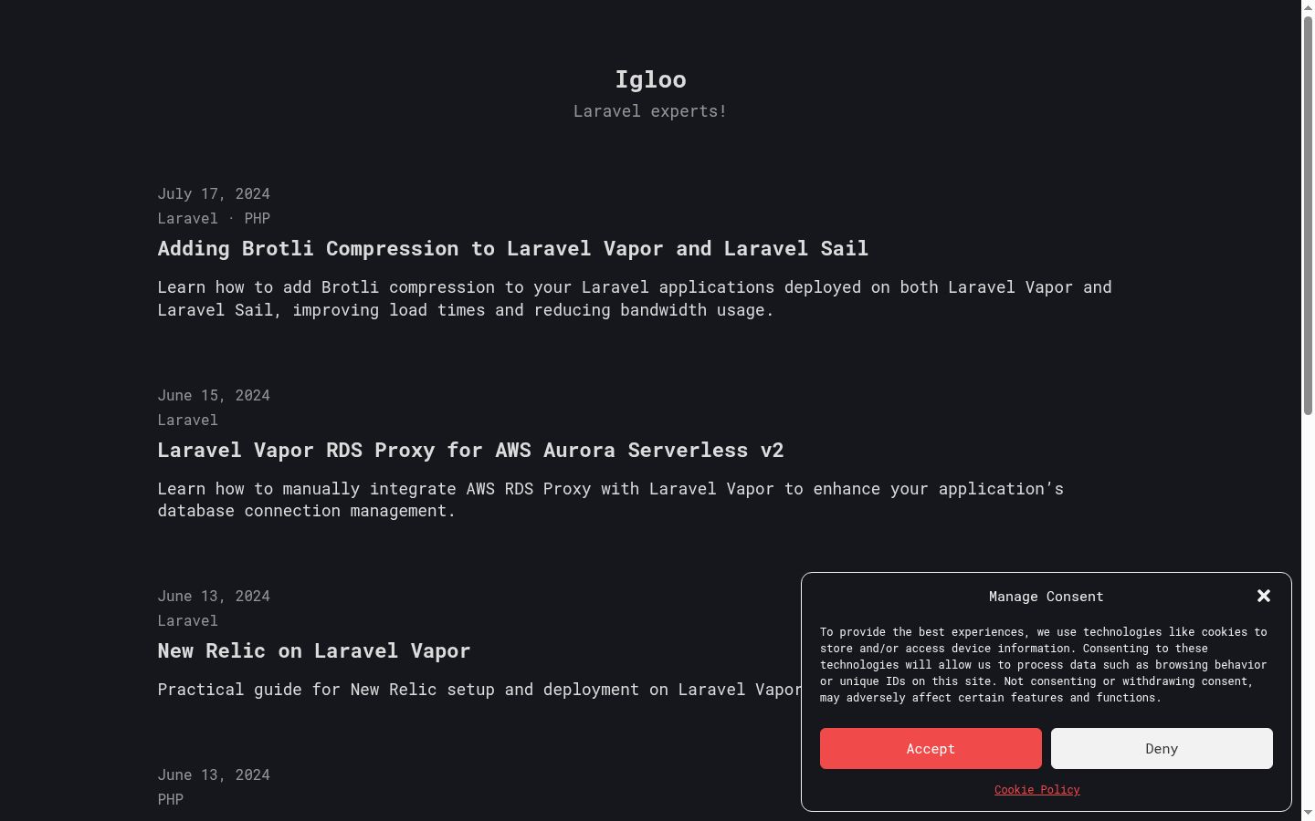 Screenshot of the consent banner shown before any interaction