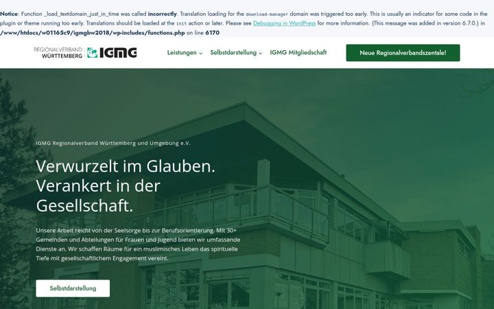 Screenshot of igmg-bw.org