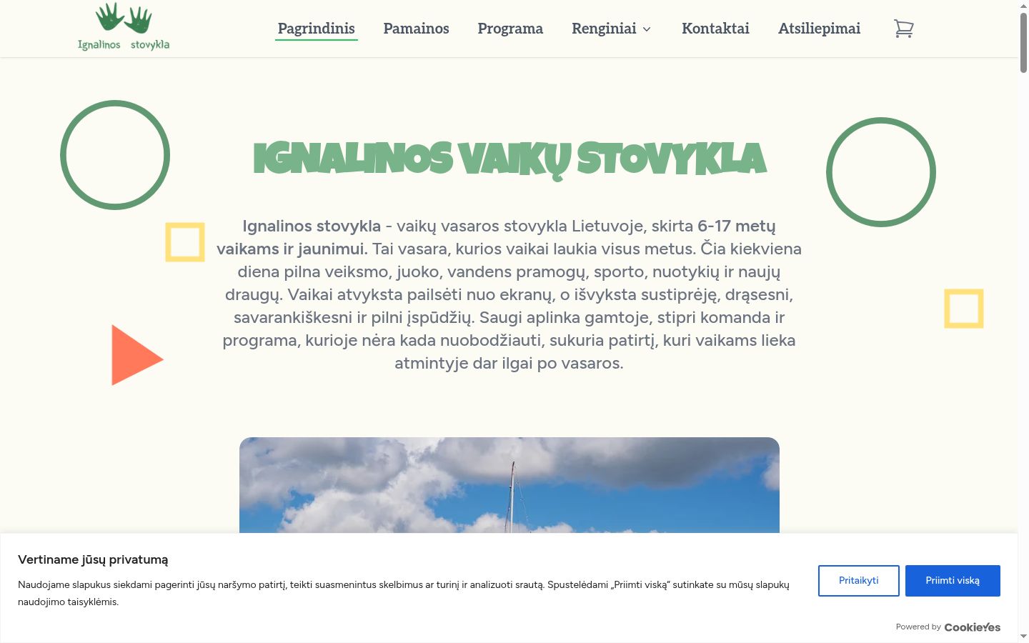 Posnetek zaslona pasice za privolitev, prikazane pred kakršno koli interakcijo