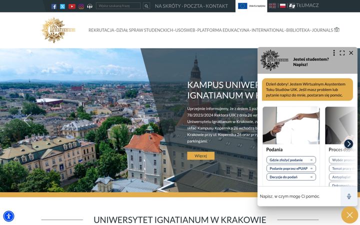 Posnetek zaslona ignatianum.edu.pl