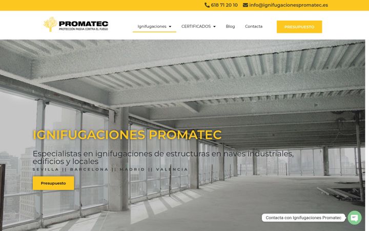 Screenshot of ignifugacionespromatec.es