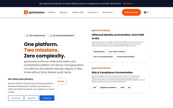 Екранна снимка на ignimission.com