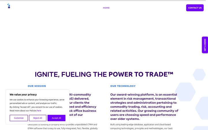 Screenshot of ignite-etrm.com