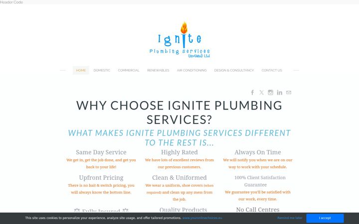 Screenshot of igniteplumbing.com