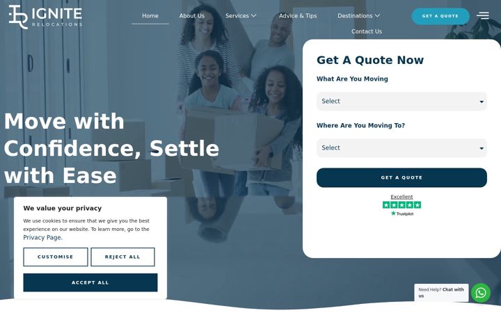 Екранна снимка на igniterelocations.com