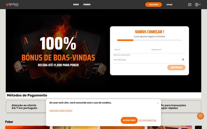 Ekrano kopija ignitionpoker.com