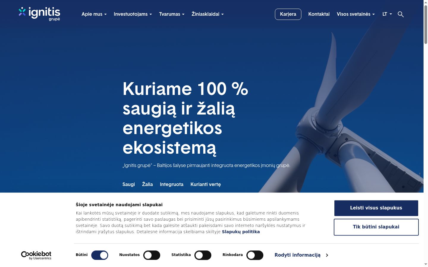 Posnetek zaslona pasice za privolitev, prikazane pred kakršno koli interakcijo