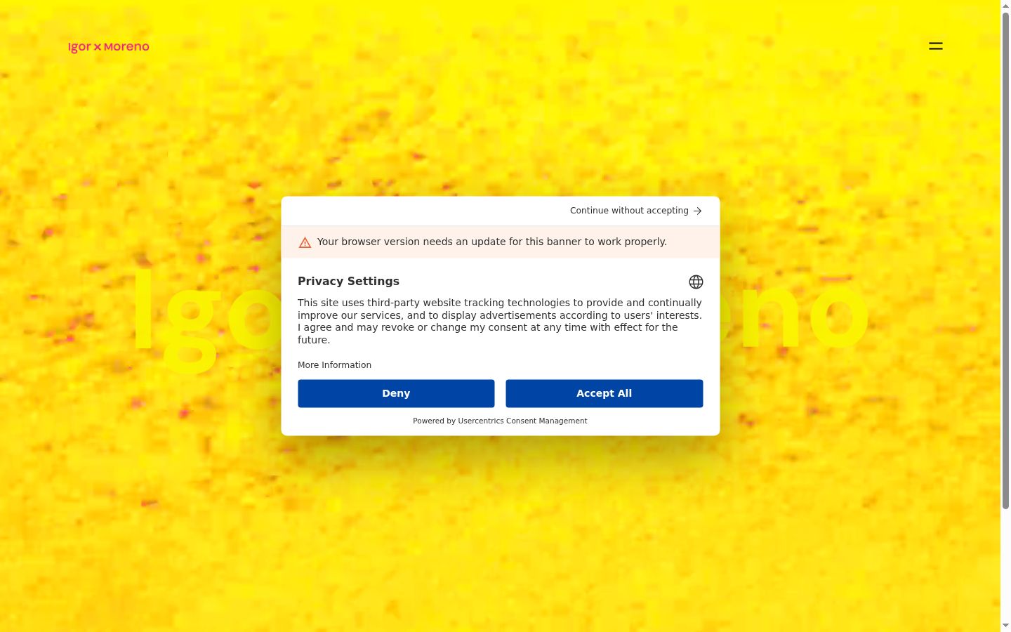Screenshot of the consent banner shown before any interaction
