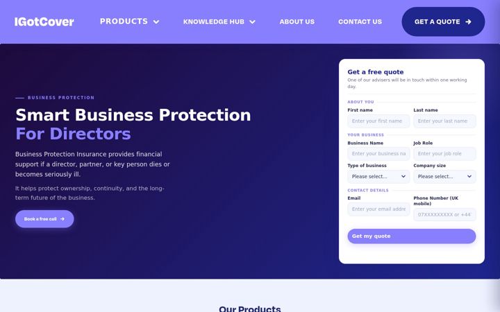 Captură de ecran a igotcover.co.uk