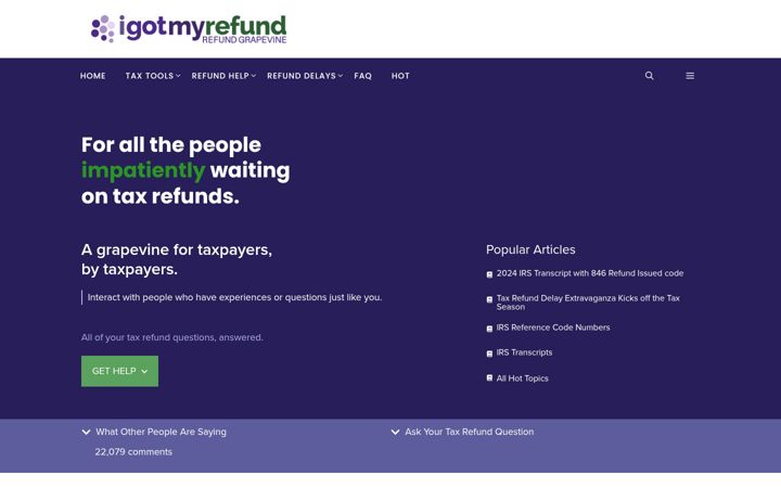 Screenshot of igotmyrefund.com