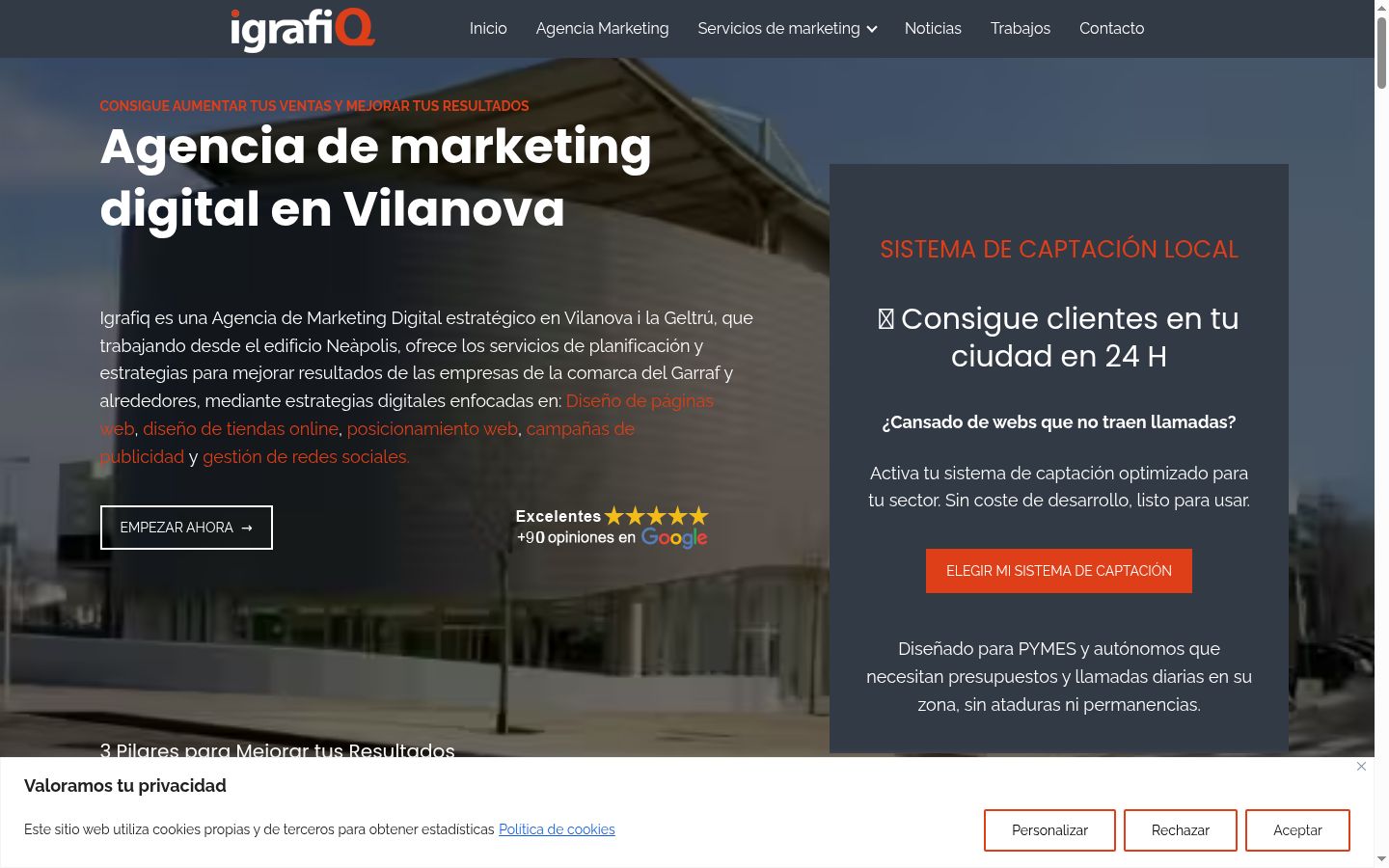 Screenshot del banner di consenso mostrato prima di qualsiasi interazione