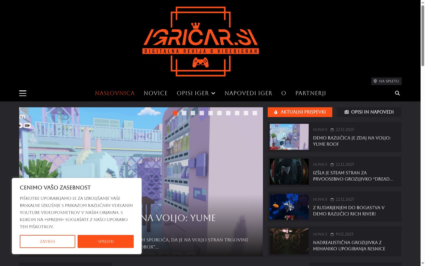 Screenshot des Einwilligungsbanners vor jeglicher Interaktion