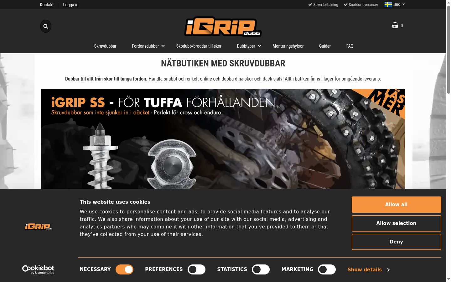 Screenshot del banner di consenso mostrato prima di qualsiasi interazione