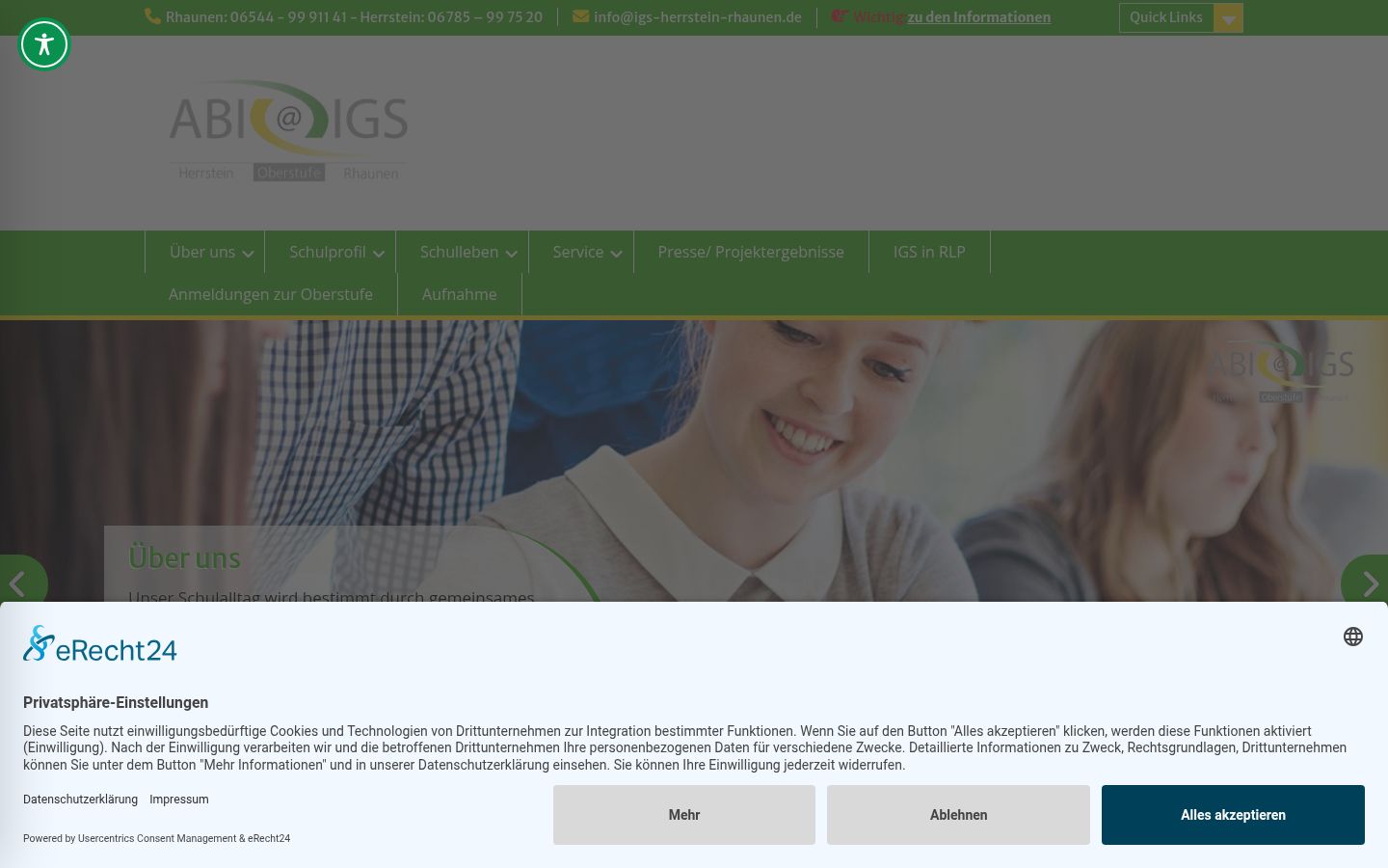 Screenshot del banner di consenso mostrato prima di qualsiasi interazione