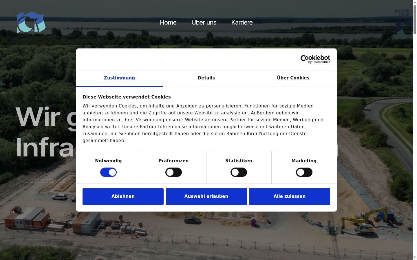 Screenshot del banner di consenso mostrato prima di qualsiasi interazione