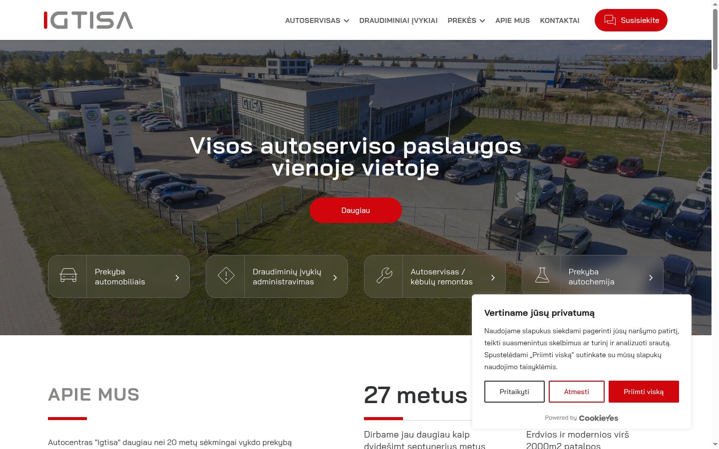 Posnetek zaslona pasice za privolitev, prikazane pred kakršno koli interakcijo