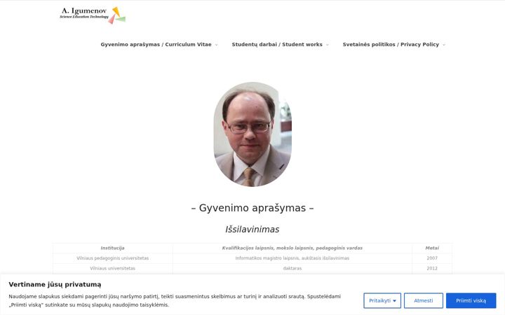 Posnetek zaslona igumenov.lt